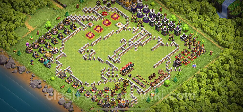 TH11 Troll Base Plan with Link, Copy Town Hall 11 Funny Art Layout 2024, #1839