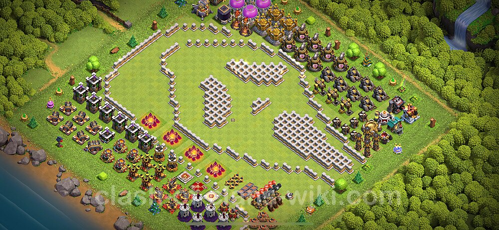 Funny Troll Diseño de aldea Ayuntamiento 11 Copiar - COC TH11 Perfecta Distribucion 2024 + Enlace, #1860