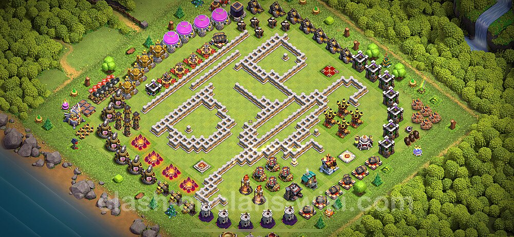 TH11 Troll Base Plan with Link, Copy Town Hall 11 Funny Art Layout 2024, #1862