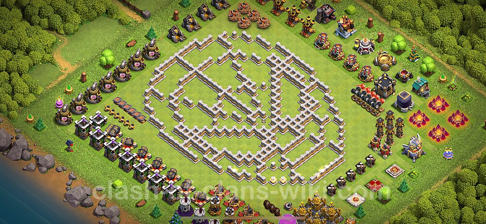 TH11 Troll Base Plan with Link, Copy Town Hall 11 Funny Art Layout 2024, #1891