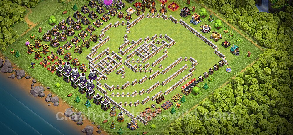 Funny Troll Diseño de aldea Ayuntamiento 11 Copiar - COC TH11 Perfecta Distribucion 2024 + Enlace, #1893