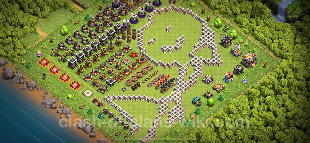 Funny Troll Diseño de aldea Ayuntamiento 11 Copiar - COC TH11 Perfecta Distribucion 2024 + Enlace, #1895