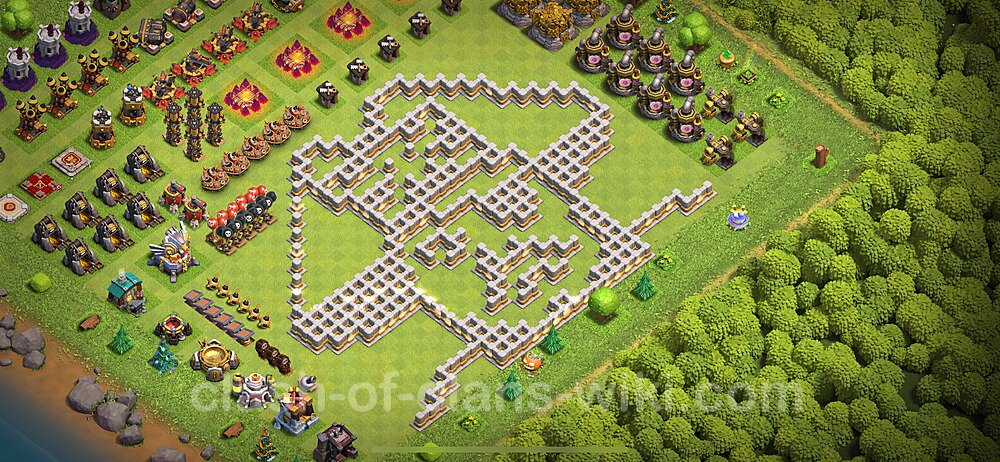 TH11 Troll Base Plan with Link, Copy Town Hall 11 Funny Art Layout 2024, #1953