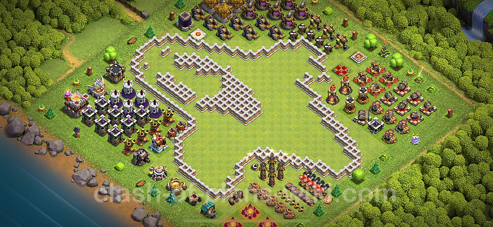 TH11 Troll Base Plan with Link, Copy Town Hall 11 Funny Art Layout 2024, #1994