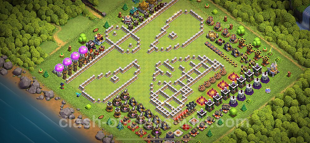 Municipio livello 11 Funny Troll Base + Link - Miglior Disposizione Villaggio COC 2024 TH11, #2151