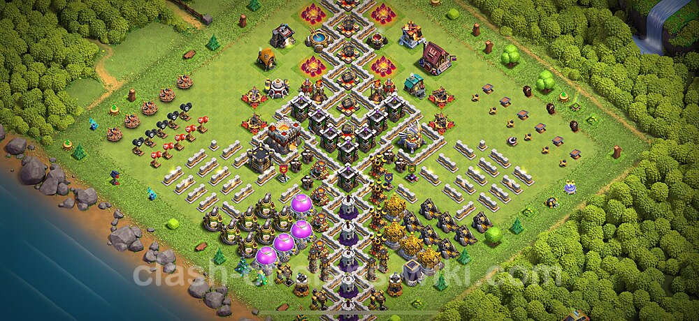 TH11 Troll Base Plan with Link, Copy Town Hall 11 Funny Art Layout 2025, #2776