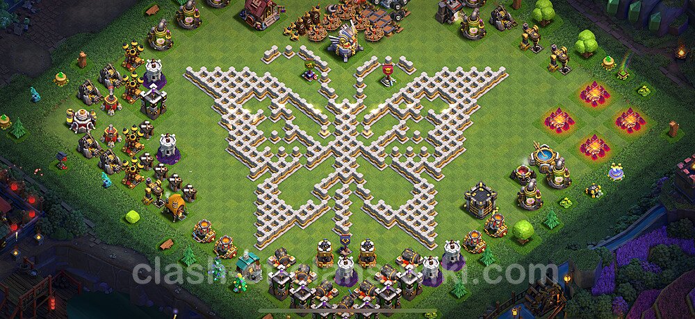 TH11 Troll Base Plan with Link, Copy Town Hall 11 Funny Art Layout 2025, #2777