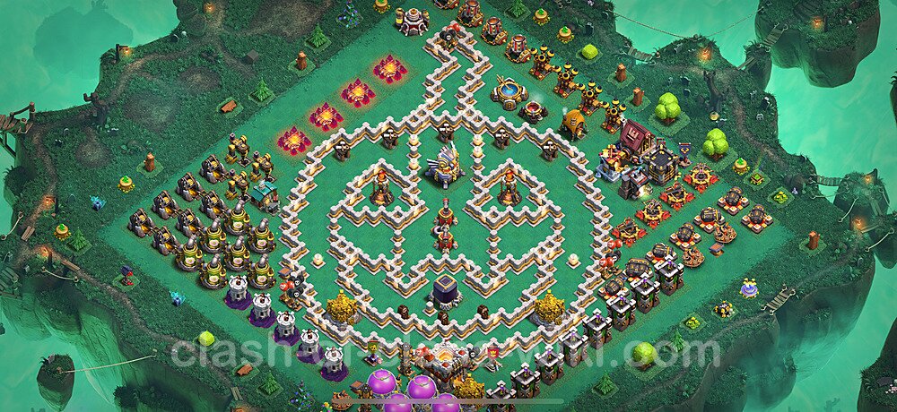 TH11 Troll Base Plan with Link, Copy Town Hall 11 Funny Art Layout 2025, #2778