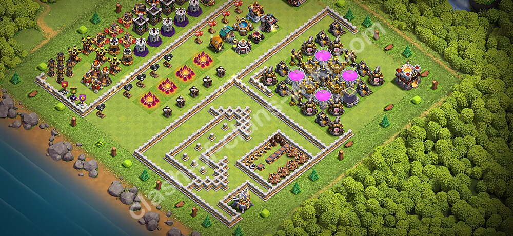 TH11 Troll Base Plan with Link, Copy Town Hall 11 Funny Art Layout 2026, #3407