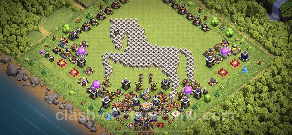 TH11 Troll Base Plan with Link, Copy Town Hall 11 Funny Art Layout 2023, #4