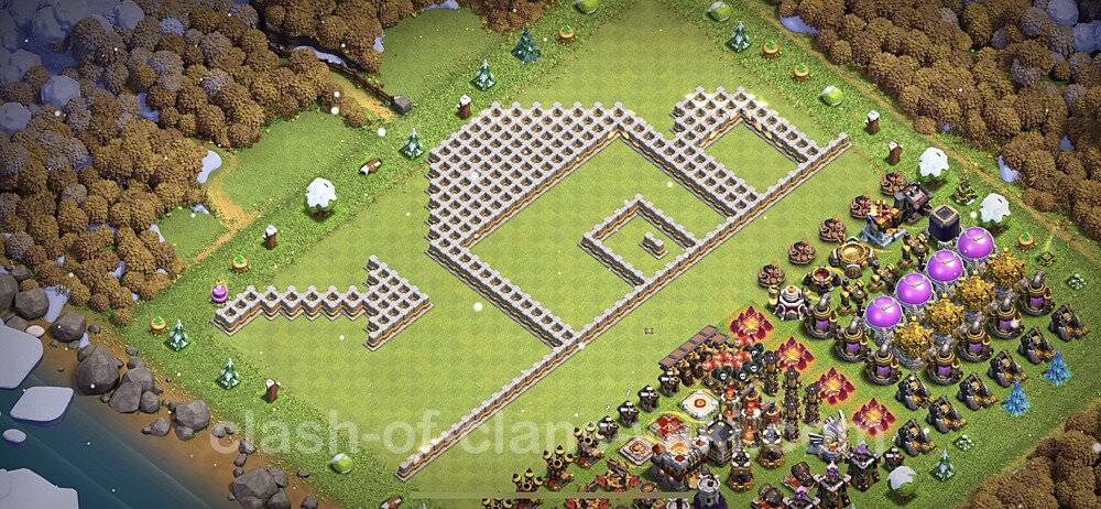 TH11 Troll Base Plan with Link, Copy Town Hall 11 Funny Art Layout 2023, #866