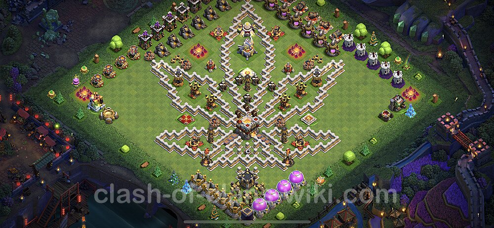 TH11 Troll Base Plan with Link, Copy Town Hall 11 Funny Art Layout 2023, #969