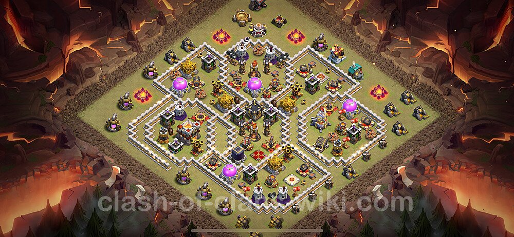 TH11 Anti 2 Stars War Base Plan with Link, Hybrid, Copy Town Hall 11 CWL Design, #1790