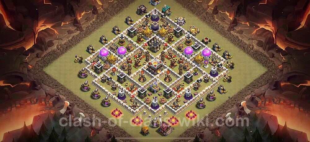 TH11 Anti 2 Stars War Base Plan with Link, Hybrid, Copy Town Hall 11 CWL Design 2025, #1954