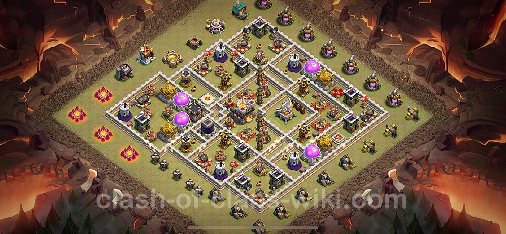 TH11 War Base Plan with Link, Anti Everything, Hybrid, Copy Town Hall 11 CWL Design 2024, #1962