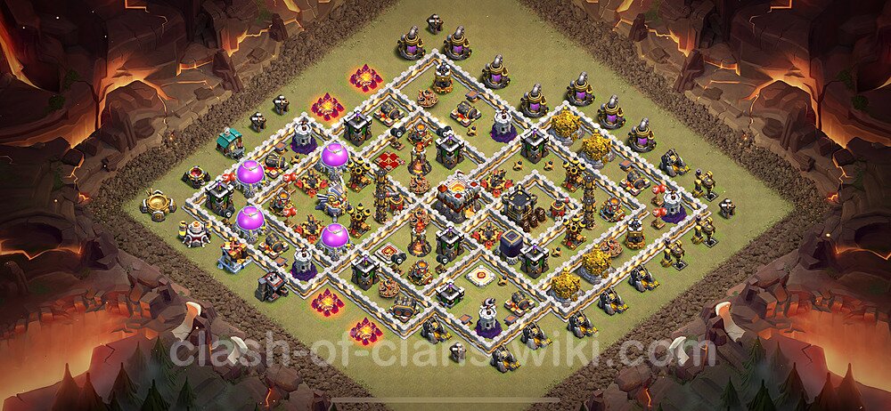 TH11 Anti 2 Stars War Base Plan with Link, Copy Town Hall 11 CWL Design 2024, #2032