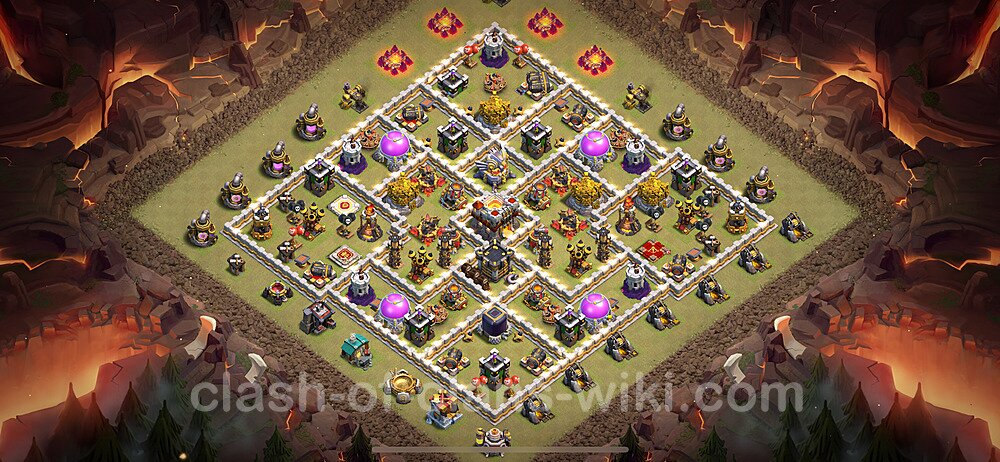 TH11 Anti 2 Stars War Base Plan with Link, Hybrid, Copy Town Hall 11 CWL Design 2024, #2055