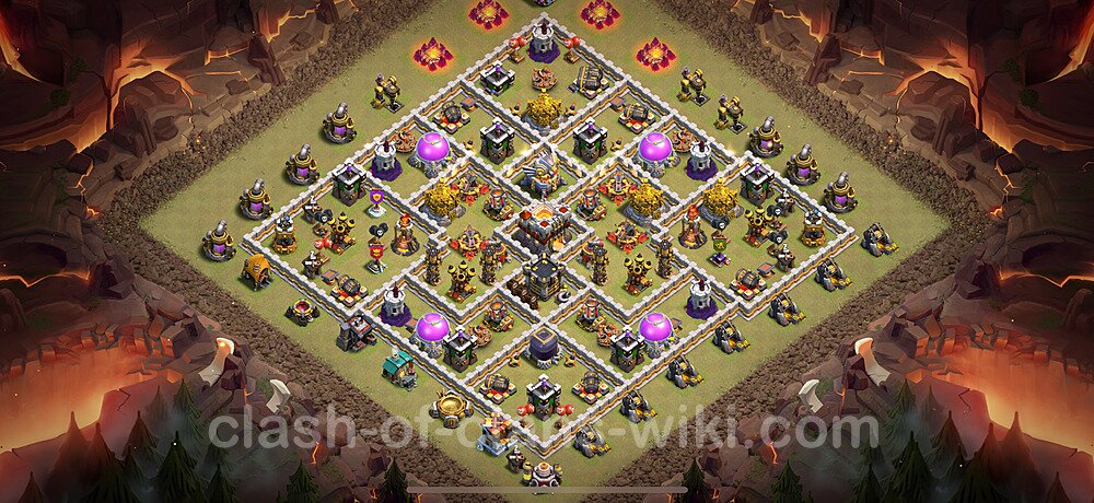 TH11 Anti 2 Stars War Base Plan with Link, Hybrid, Copy Town Hall 11 CWL Design 2025, #2055