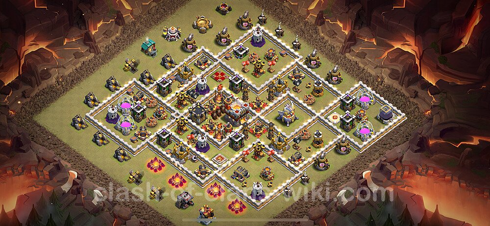 Die Clan War Base RH11 + Link, Anti Air / Electro Dragon, Hybrid 2024 - COC Rathaus Level 11 Kriegsbase (CK / CW), #2102