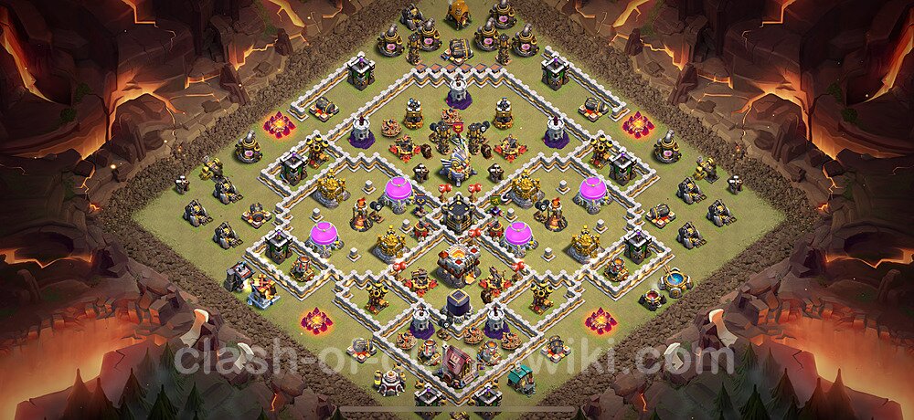 TH11 Anti 2 Stars War Base Plan with Link, Hybrid, Copy Town Hall 11 CWL Design 2025, #2761