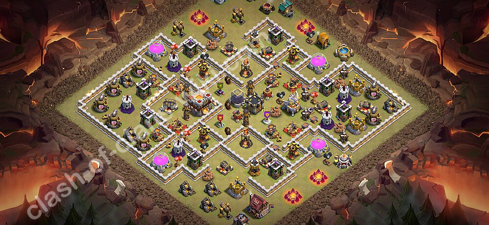 Base War Anti Bintang 3 TH11 dengan Link, Anti Udara / Naga Elektro, Salin Desain Liga Perang Klan (CWL) Balai Kota 11 2026, #3258