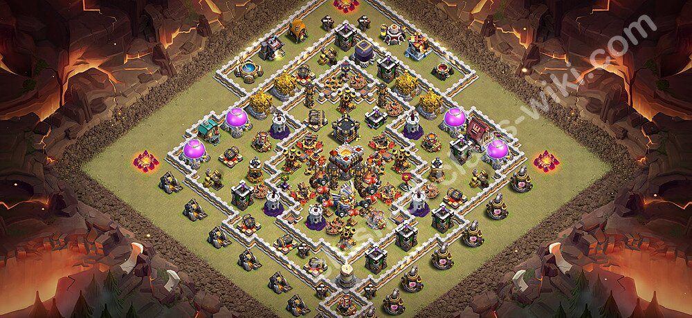 TH11 Anti 3 Stars War Base Plan with Link, Hybrid, Copy Town Hall 11 CWL Design 2026, #3681