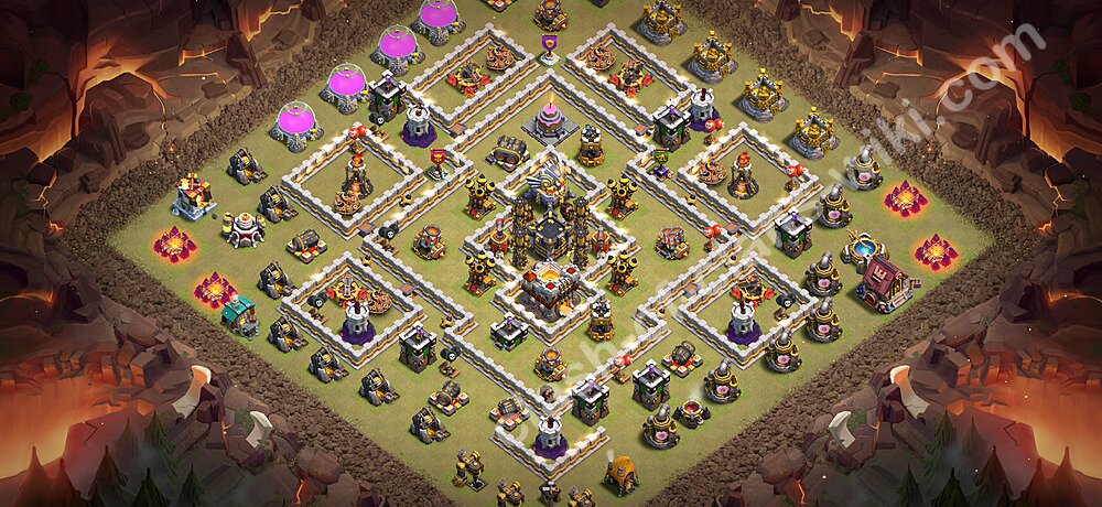 TH11 Anti 3 Stars War Base Plan with Link, Copy Town Hall 11 CWL Design 2026, #3704