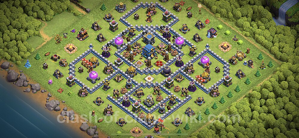TH12 Trophy Base Plan with Link, Hybrid, Copy Town Hall 12 Base Design 2023, #1280