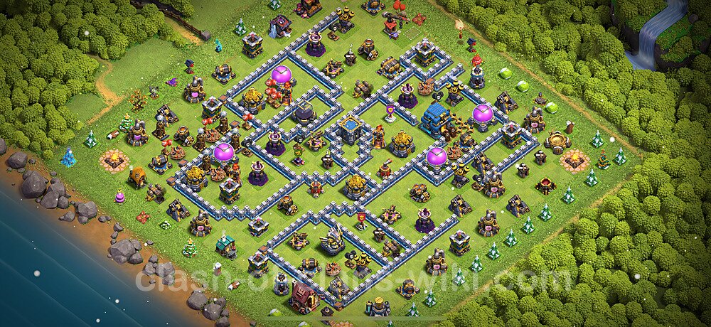 TH12 Anti 3 Stars Base Plan with Link, Hybrid, Copy Town Hall 12 Base Design 2025, #1529