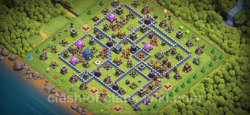 Die Anti 3 Sterne Base RH12 + Link 2024 - COC Rathaus 12 Kopieren Base, #1922