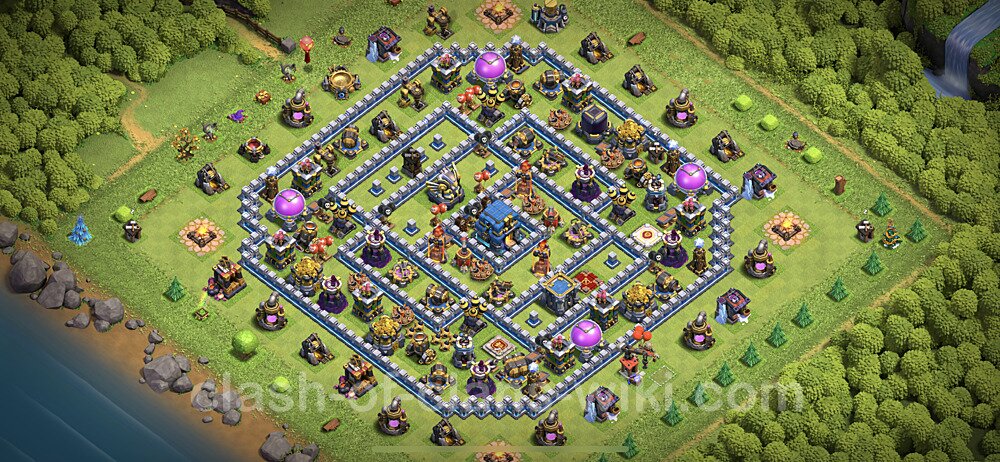 TH12 Trophy Base Plan with Link, Anti Everything, Hybrid, Copy Town Hall 12 Base Design, #27