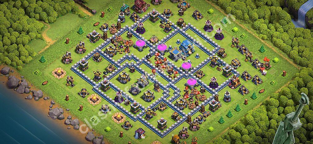 Base Anti Bintang 3 TH12 dengan Link, Hybrid, Salin Desain Base Balai Kota 12 2026, #3440