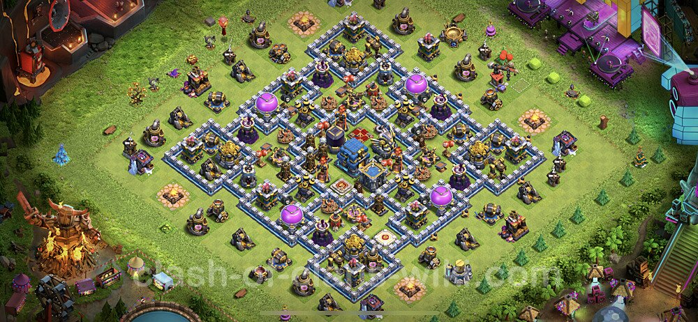 Municipio livello 12 Anti 2 Stelle Base + Link, Legend League - Miglior Disposizione Villaggio per Difesa COC TH12, #43