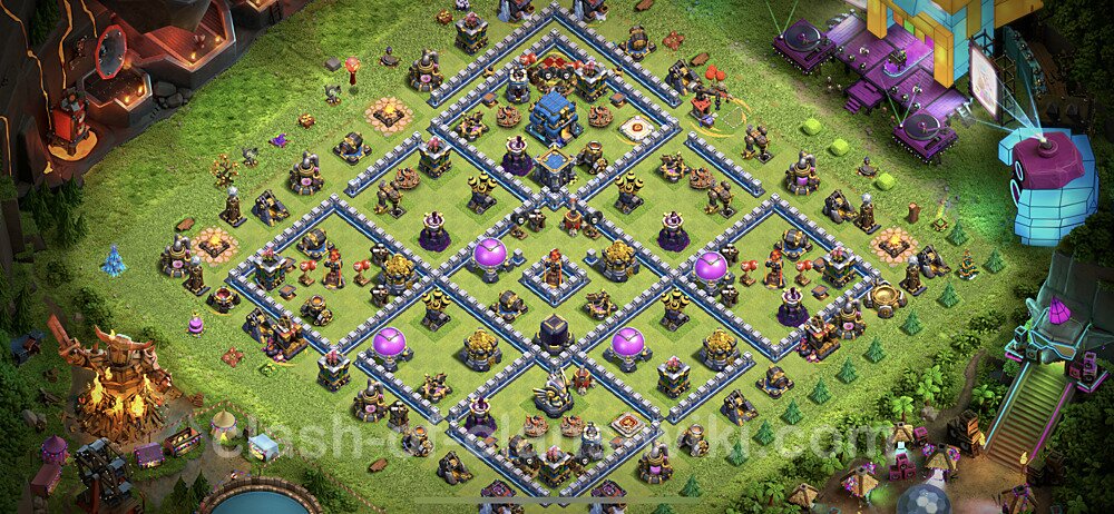 Anti Everything TH12 Base Plan with Link, Hybrid, Copy Town Hall 12 Design, #50