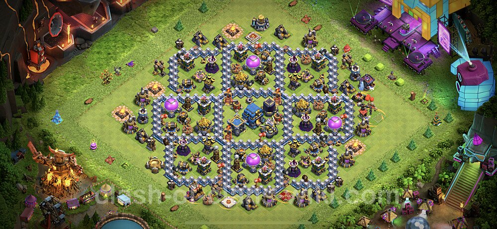 Anti Everything TH12 Base Plan with Link, Hybrid, Copy Town Hall 12 Design, #768