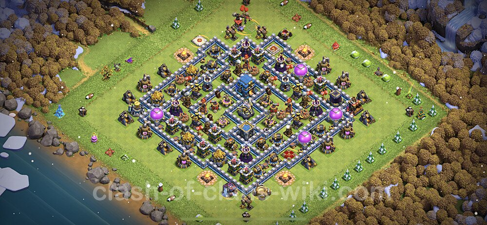 TH12 Trophy Base Plan with Link, Anti 2 Stars, Hybrid, Copy Town Hall 12 Base Design, #804