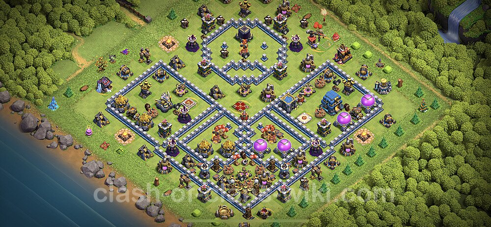 Base plan TH12 (design / layout) with Link, Anti 3 Stars for Farming 2023, #1004