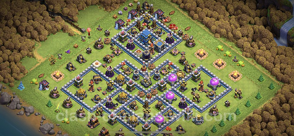 Base plan TH12 (design / layout) with Link, Hybrid for Farming, #12