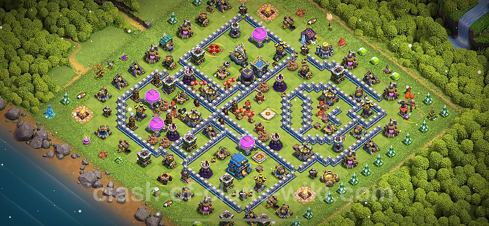 Base plan TH12 (design / layout) with Link, Anti 3 Stars for Farming 2024, #1360