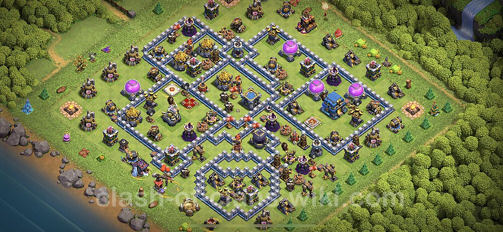 Base plan TH12 (design / layout) with Link, Anti 3 Stars for Farming 2024, #1402