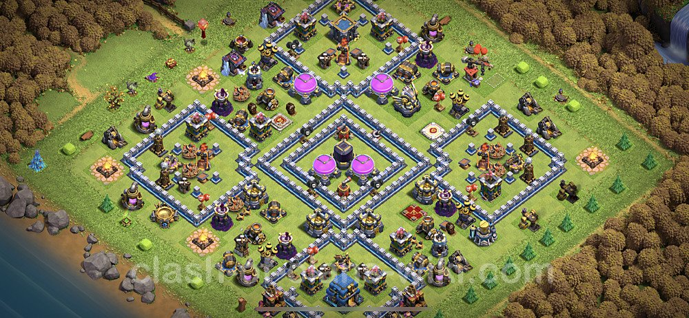 Base plan TH12 Max Levels with Link, Hybrid for Farming, #16