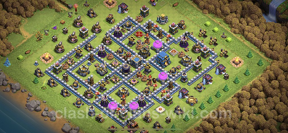 Base plan TH12 (design / layout) with Link, Hybrid, Anti Everything for Farming, #24