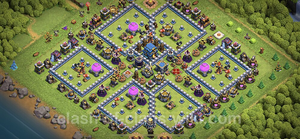 Base plan TH12 (design / layout) with Link, Anti 3 Stars, Hybrid for Farming, #33
