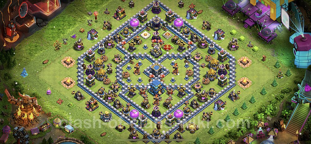 Base plan TH12 (design / layout) with Link, Legend League, Hybrid for Farming, #41