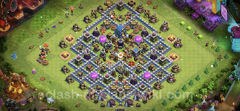 Base plan TH12 (design / layout) with Link, Anti 2 Stars, Hybrid for Farming, #42