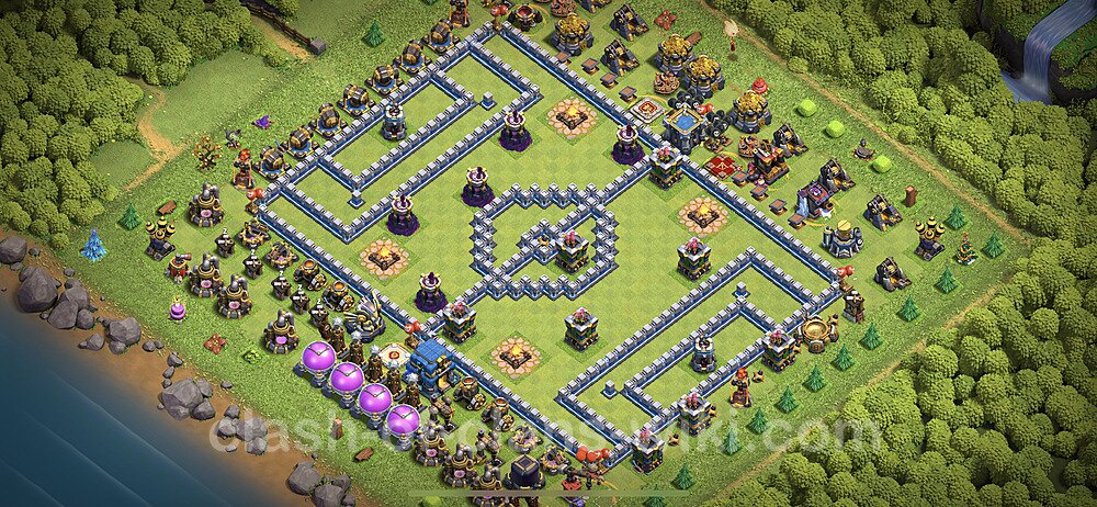 TH12 Troll Base Plan with Link, Copy Town Hall 12 Funny Art Layout 2023, #1018