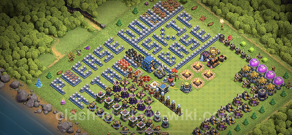 TH12 Troll Base Plan with Link, Copy Town Hall 12 Funny Art Layout 2023, #1120