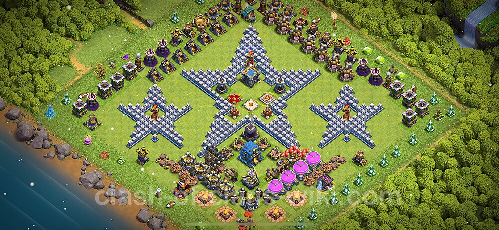 TH12 Troll Base Plan with Link, Copy Town Hall 12 Funny Art Layout 2024, #1196