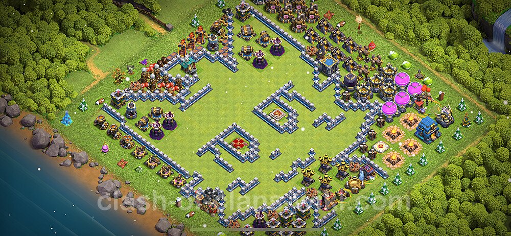 TH12 Troll Base Plan with Link, Copy Town Hall 12 Funny Art Layout 2024, #1246
