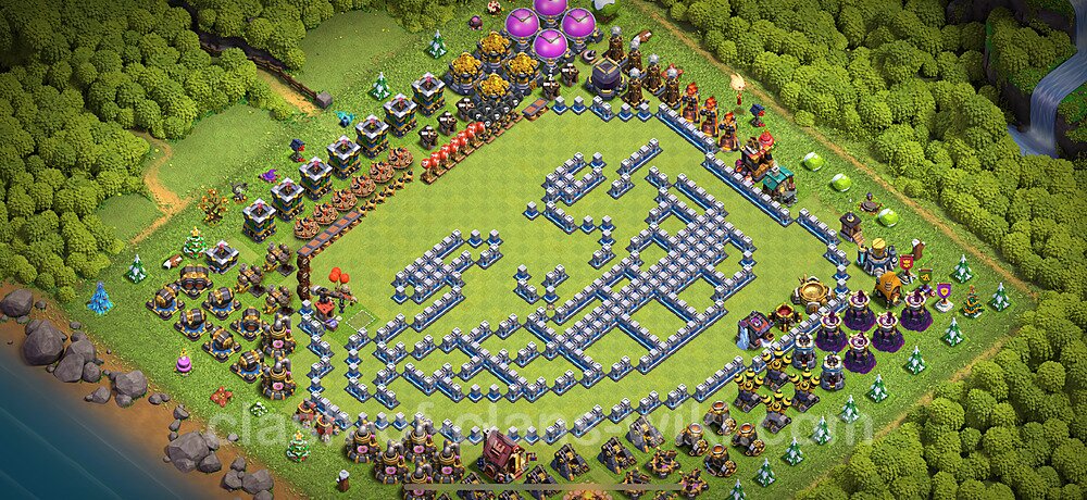 TH12 Troll Base Plan with Link, Copy Town Hall 12 Funny Art Layout 2025, #2355